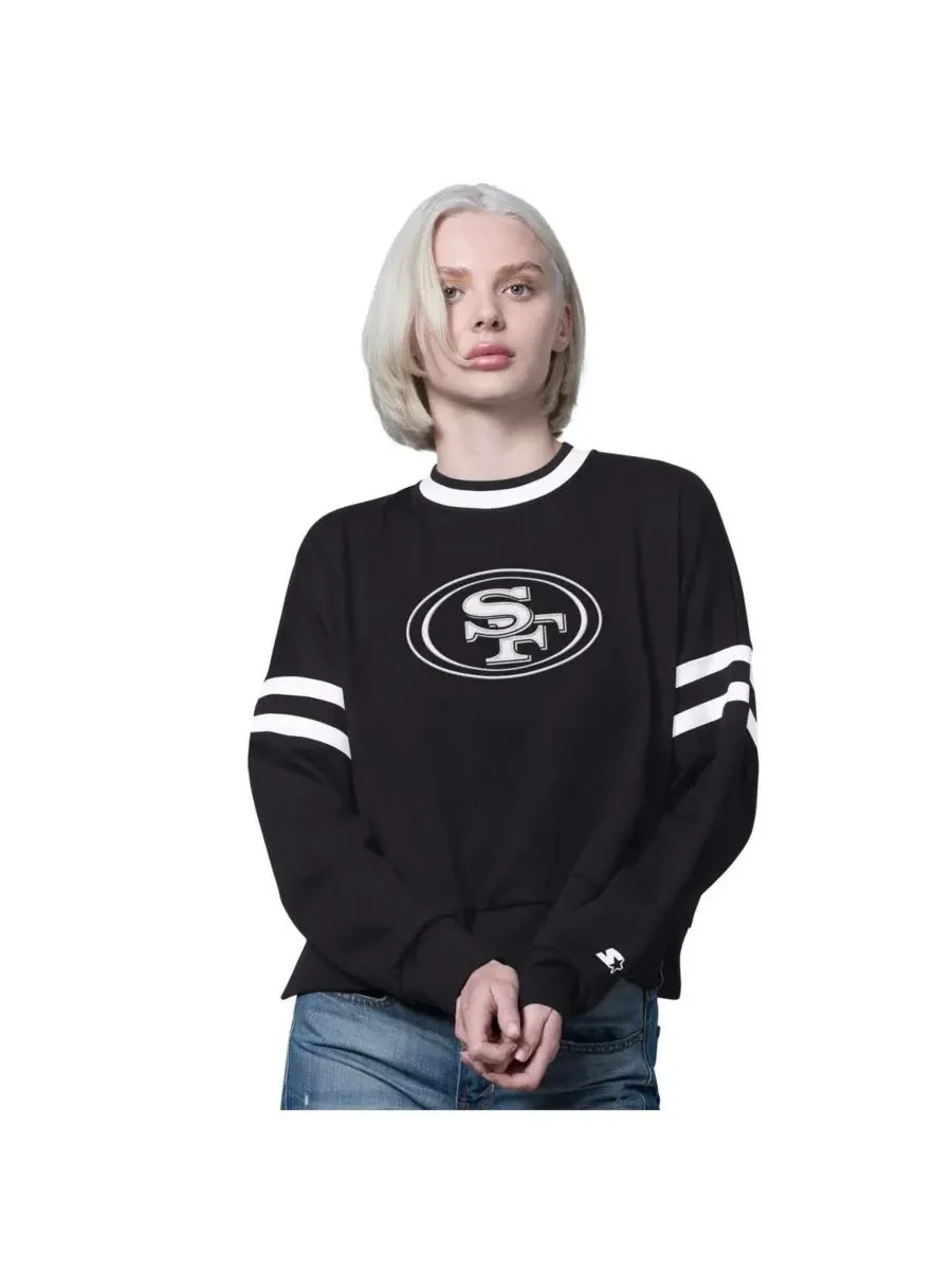 Starter Женская черная укороченная толстовка с откидными плечами в стиле San Francisco 49ers Rally — изображение 1 из 2