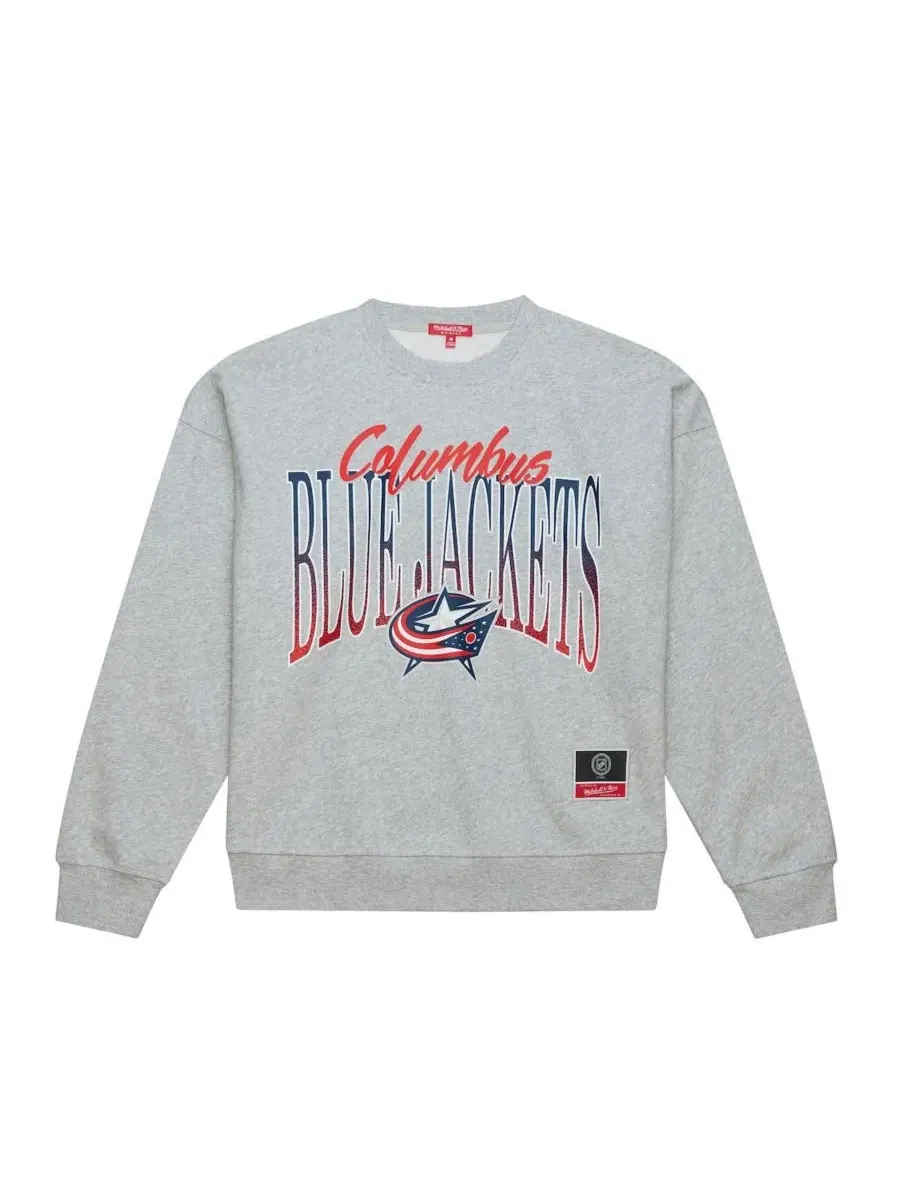 Свитшот женский с принтом Hockey Night Columbus Blue Jackets Mitchell & Ness — изображение 1 из 4, серый