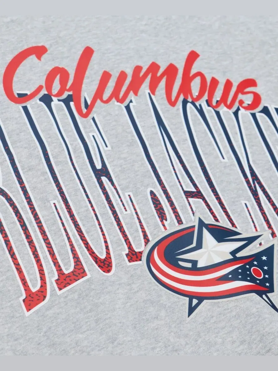 Свитшот женский с принтом Hockey Night Columbus Blue Jackets Mitchell & Ness — изображение 3 из 4, серый