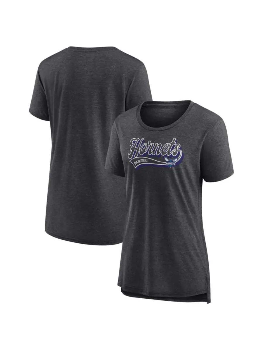 Футболка женская с принтом League Leader Tri-Blend Charlotte Hornets Fanatics — изображение 1 из 3, темно-серый
