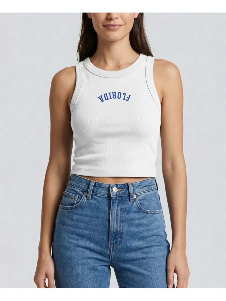 Топ-майка с вышивкой Upside Down Embroidery Uscape Apparel — изображение 1 из 2, белый