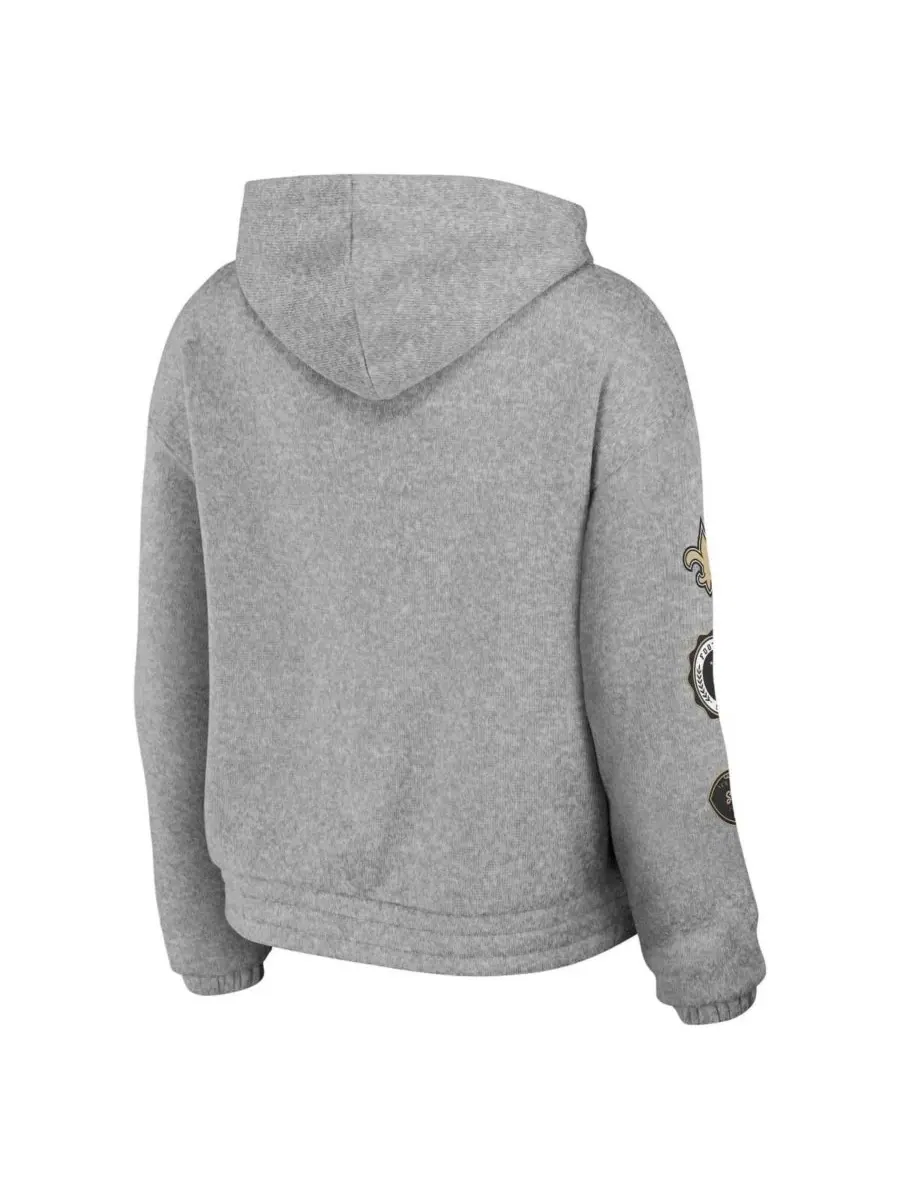 WEAR by Erin Andrews Женская толстовка на молнии цвета «Хизер Грей» с символикой команды — изображение 2 из 3, серый