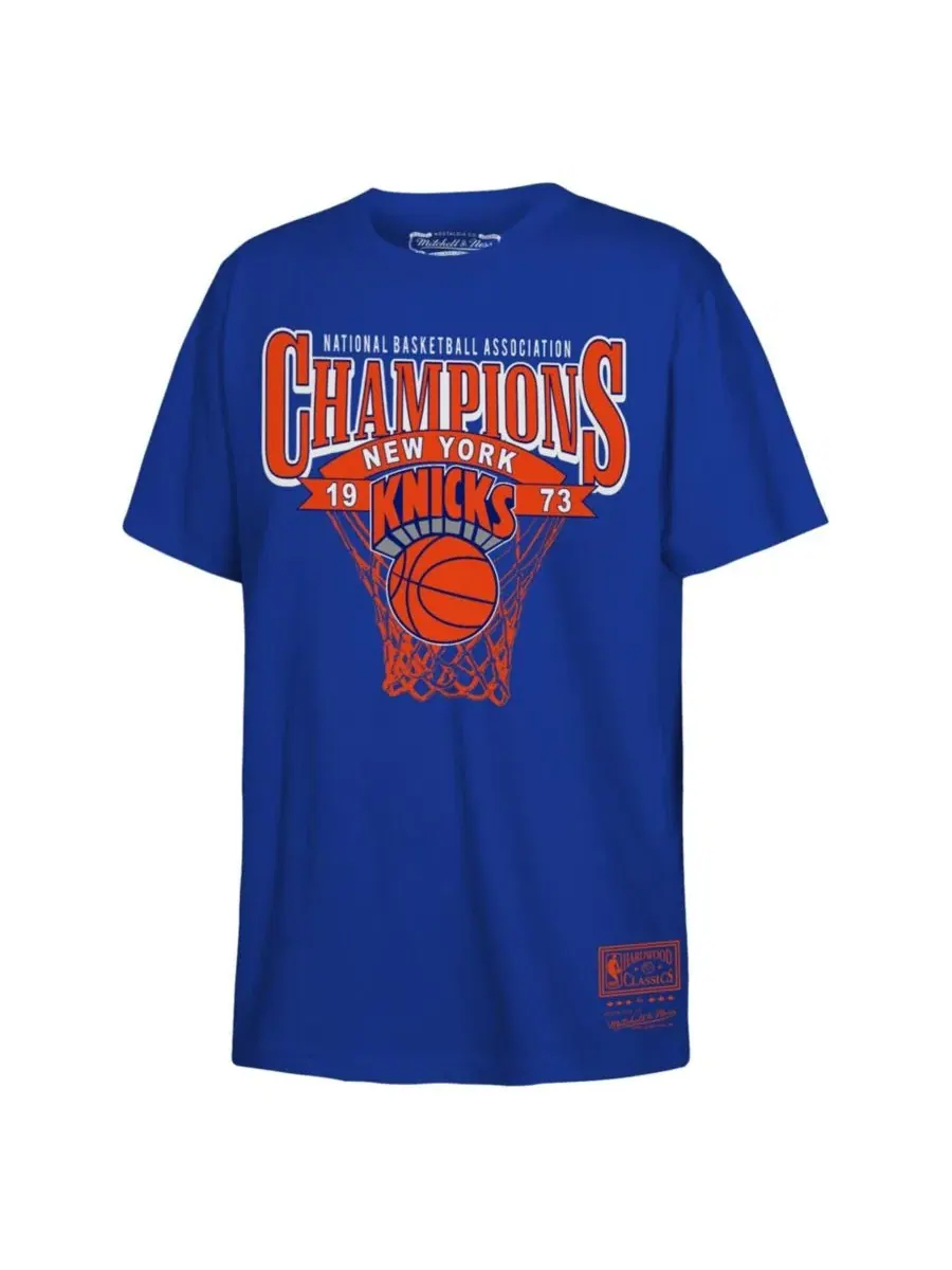Футболка с принтом 1973 NBA Champions New York Knicks Mitchell & Ness — изображение 1 из 1, синий