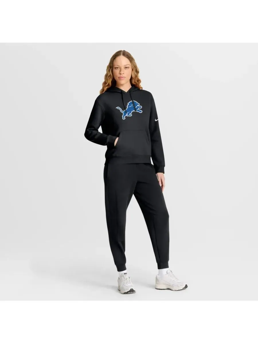 Nike Женская черная флисовая толстовка с капюшоном Detroit Lions Club — изображение 3 из 3, черный