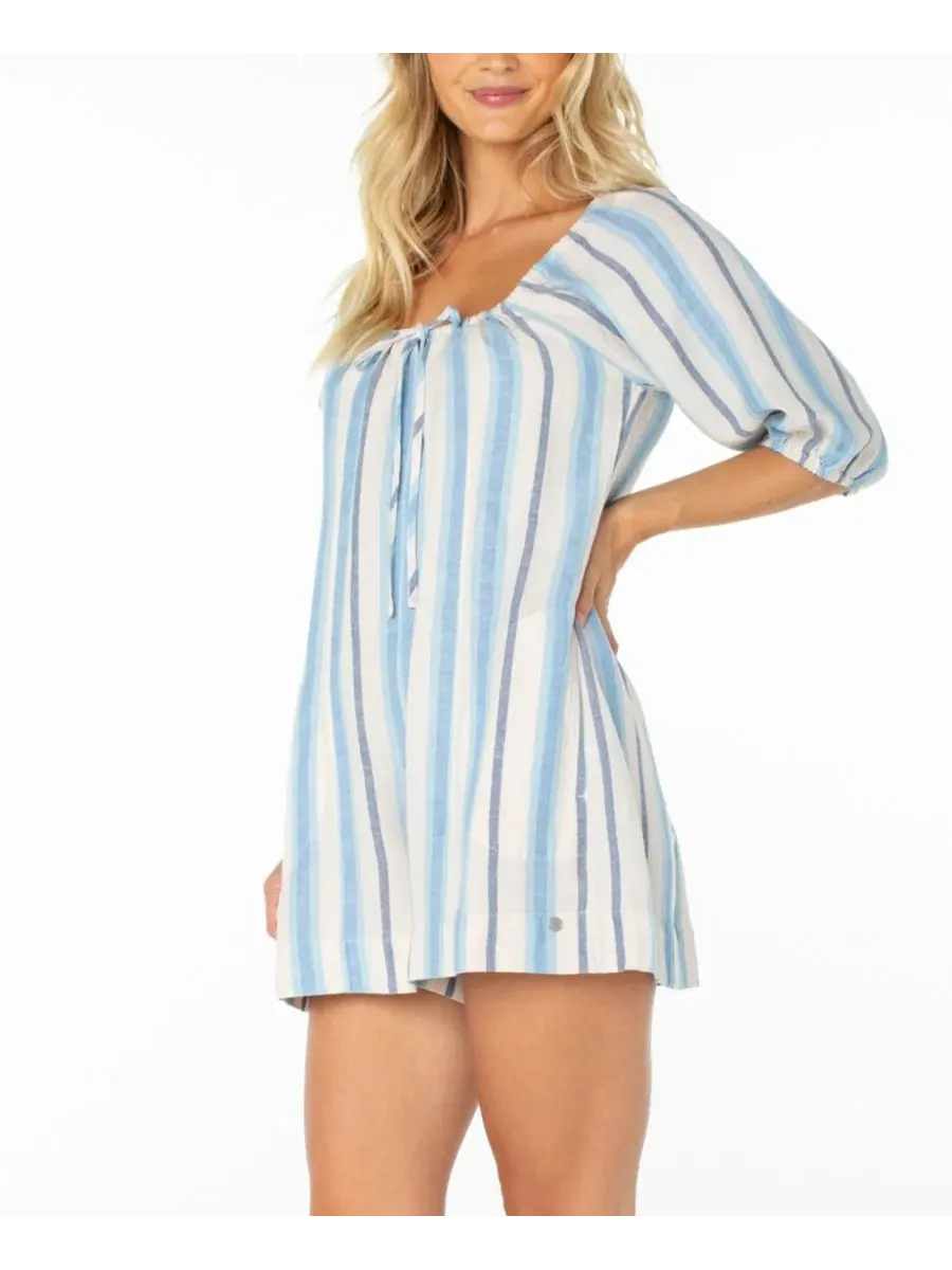 Ромпер с воротником-лодочкой и завязкой спереди Pacific Cove Roxy, Cerulean Sunny Stripe — изображение 2 из 4