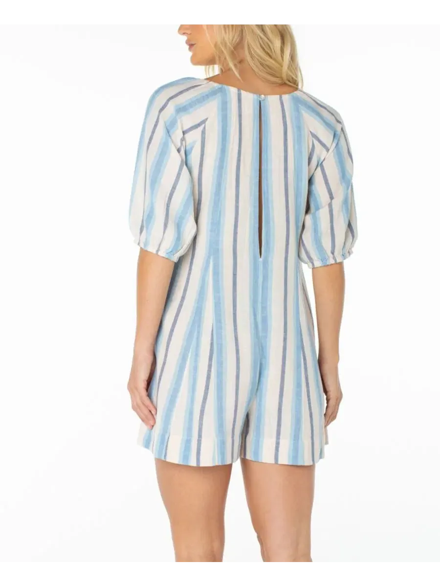 Ромпер с воротником-лодочкой и завязкой спереди Pacific Cove Roxy, Cerulean Sunny Stripe — изображение 4 из 4