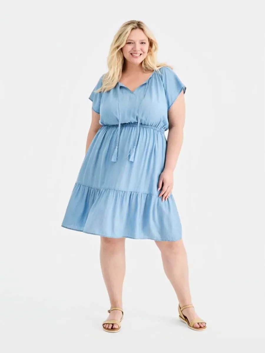 Платье миди на запах из хлопка, модель Anna Wash Style & Co — изображение 1 из 5