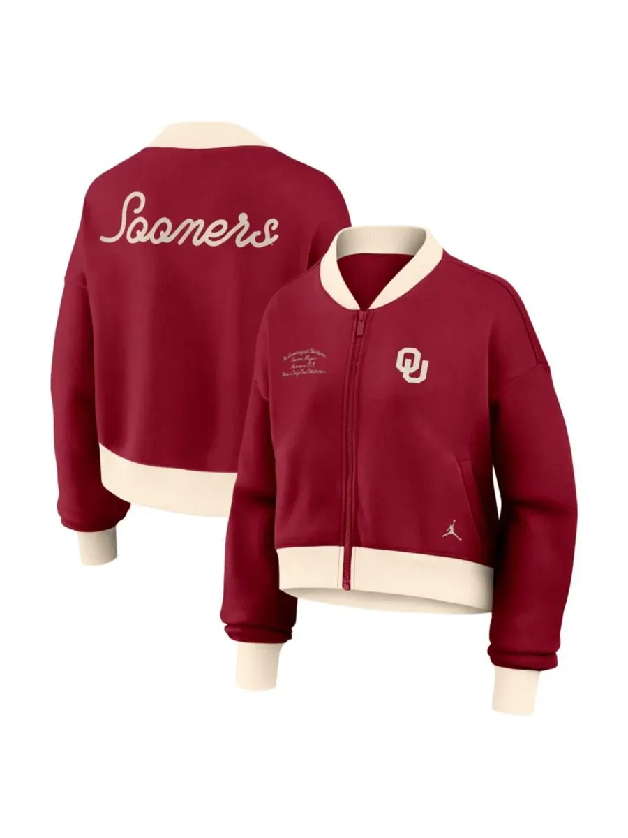 Женская куртка-бомбер оверсайз с принтом Oklahoma Sooners Nike — изображение 1 из 3, красный