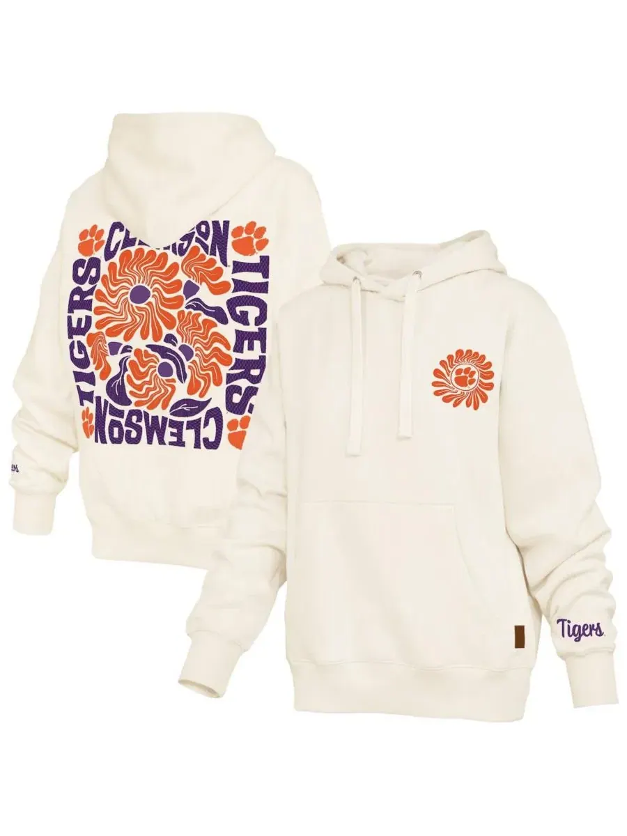 Женский худи с вышивкой Clemson Tigers Elena Janise Pressbox — изображение 1 из 3, бежевый