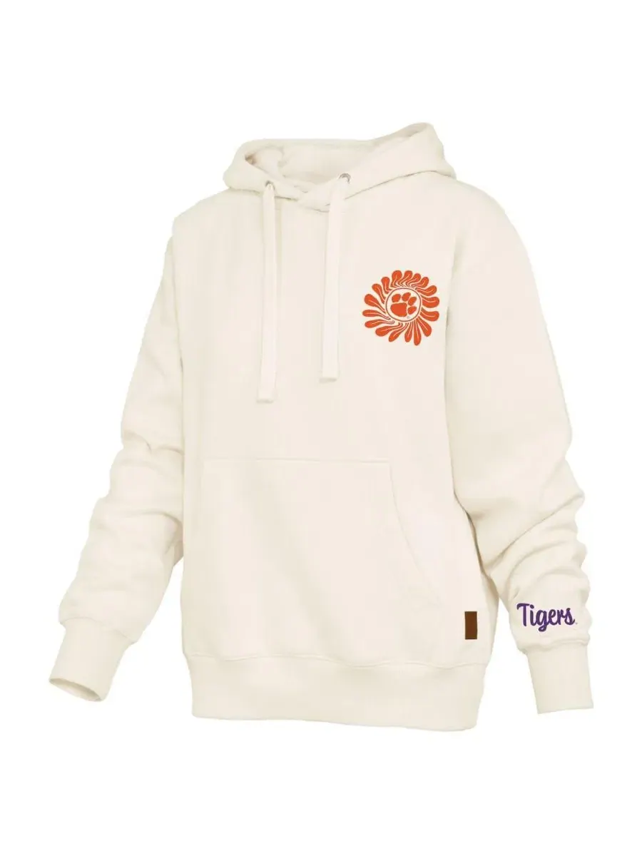 Женский худи с вышивкой Clemson Tigers Elena Janise Pressbox — изображение 3 из 3, бежевый