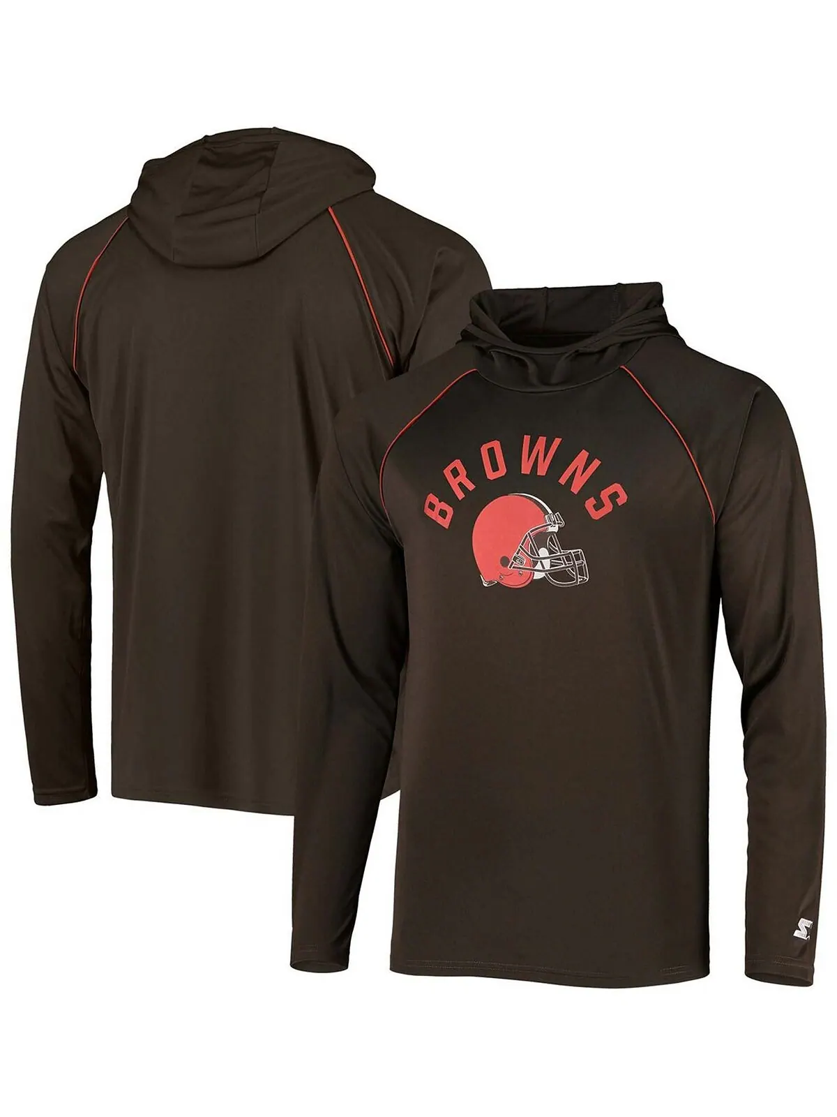 Мужская коричневая футболка с капюшоном с длинным рукавом cleveland browns raglan с капюшоном — изображение 1 из 3