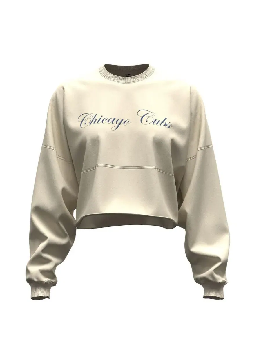 Футболка-кроп с длинным рукавом с принтом Spirit Floral Script Chicago Cubs Fanatics — изображение 4 из 4, светлый бежевый