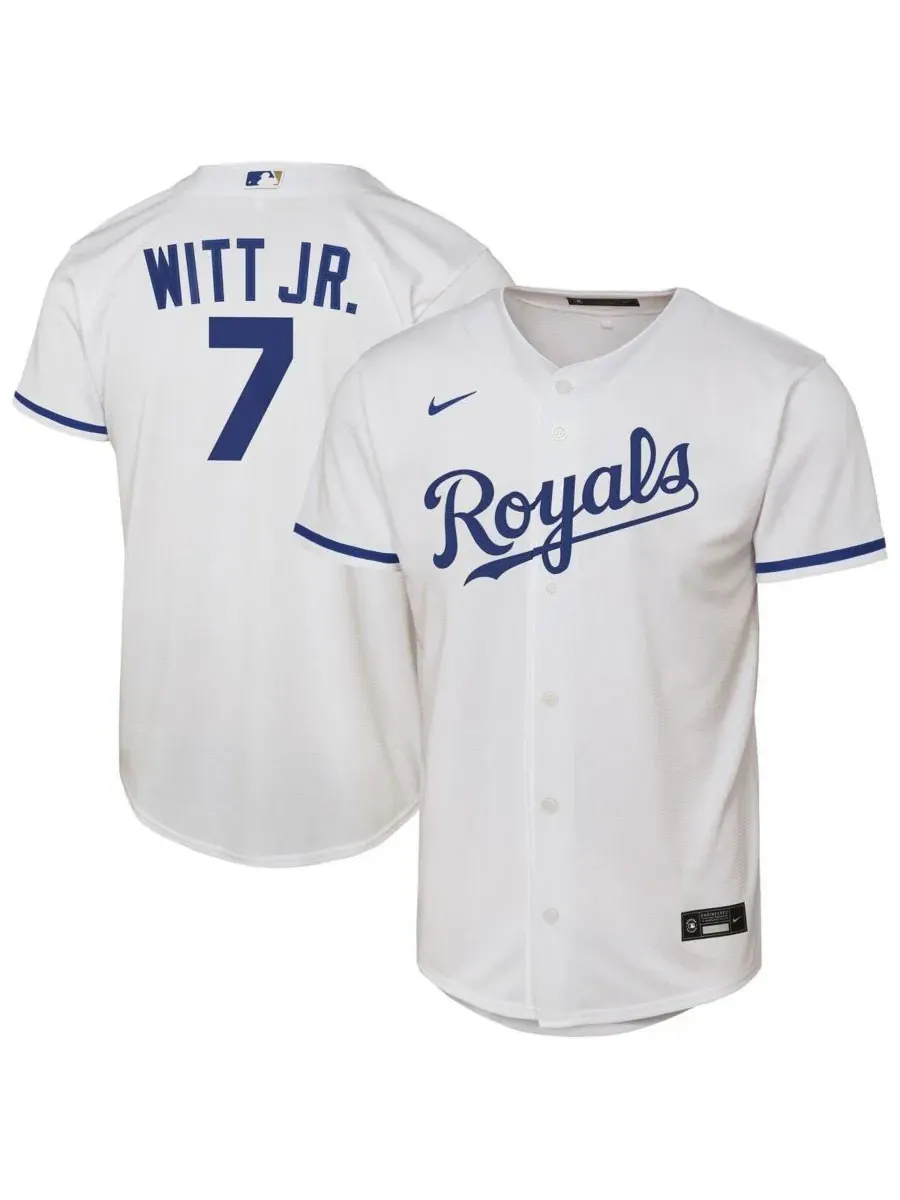 Детская футболка с принтом Bobby Witt Jr. Kansas City Royals Home Replica Player Jersey Nike — изображение 1 из 3, белый