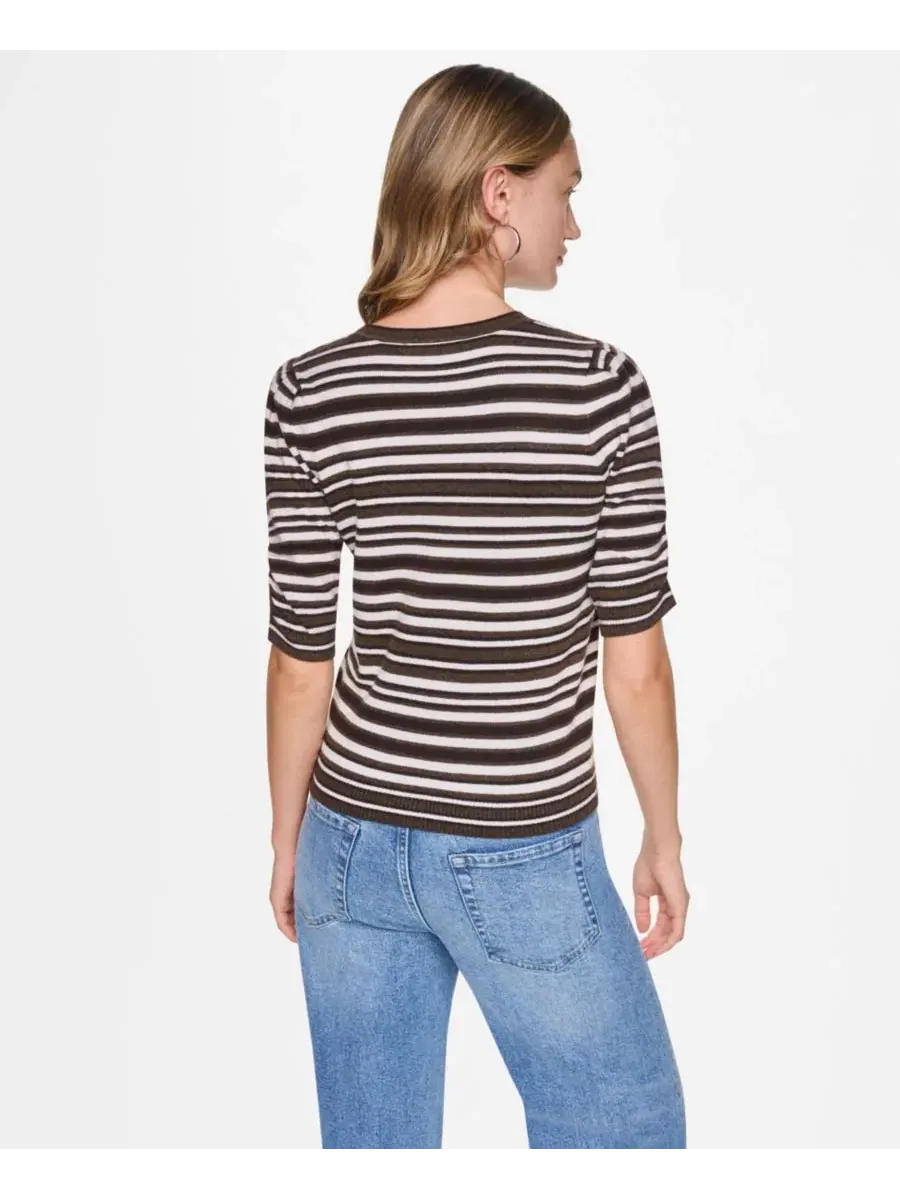 Свитер женский с полосатым принтом, с рукавами-фонариками DKNY Jeans, Caramel Heather Combo — изображение 5 из 5