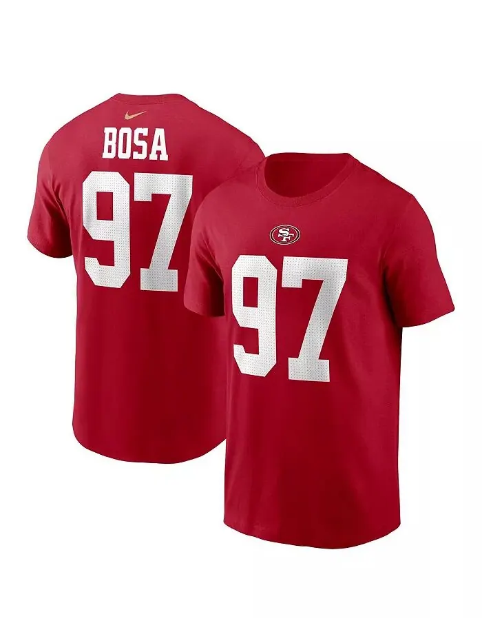 Мужская футболка Nick Bosa Scarlet San Francisco 49ers с именем и номером игрока Nike — изображение 1 из 3