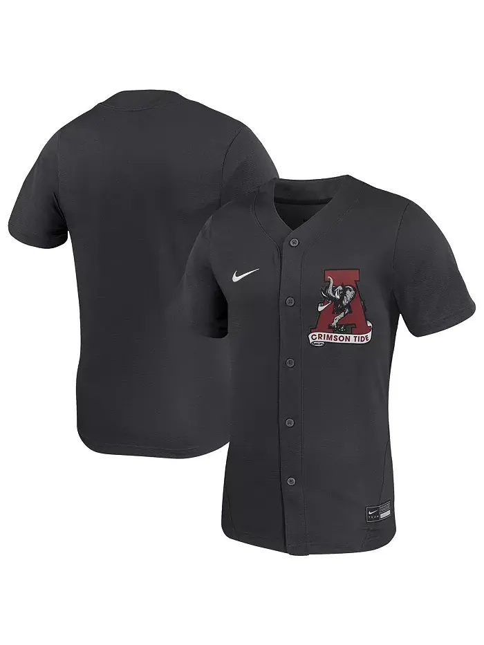 Мужская и женская антрацитовая Alabama Crimson Tide реплика софтбольной майки Nike — изображение 1 из 3