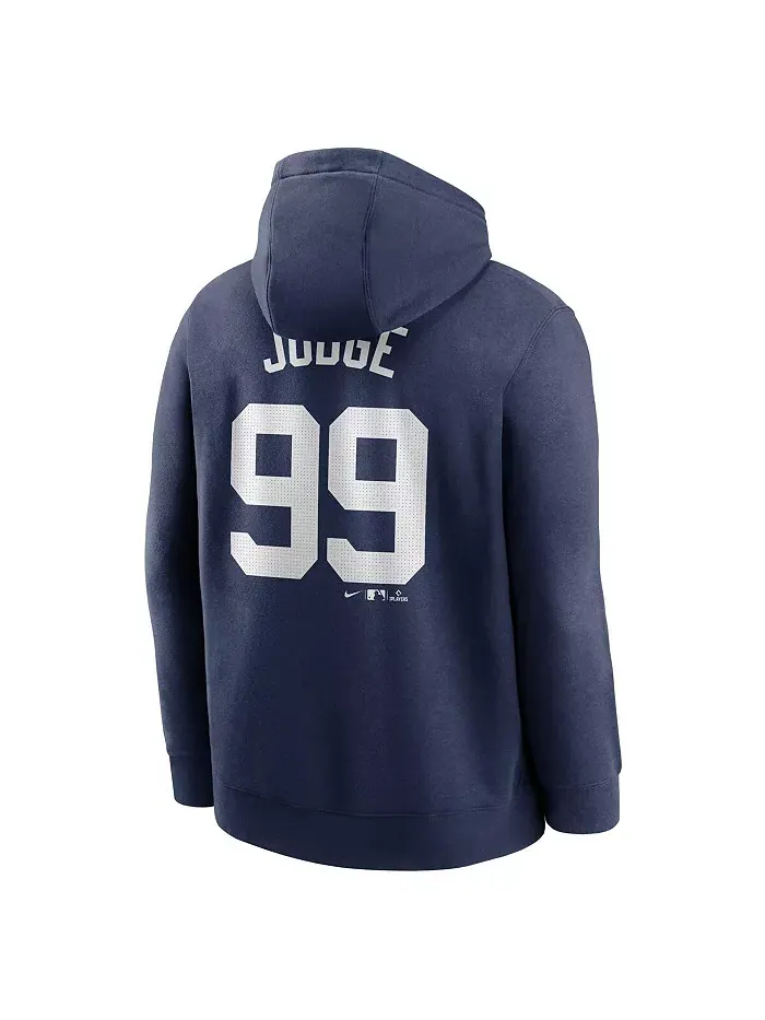 Мужская толстовка с капюшоном Aaron Judge синего цвета New York Yankees с именем игрока и номером — изображение 2 из 3