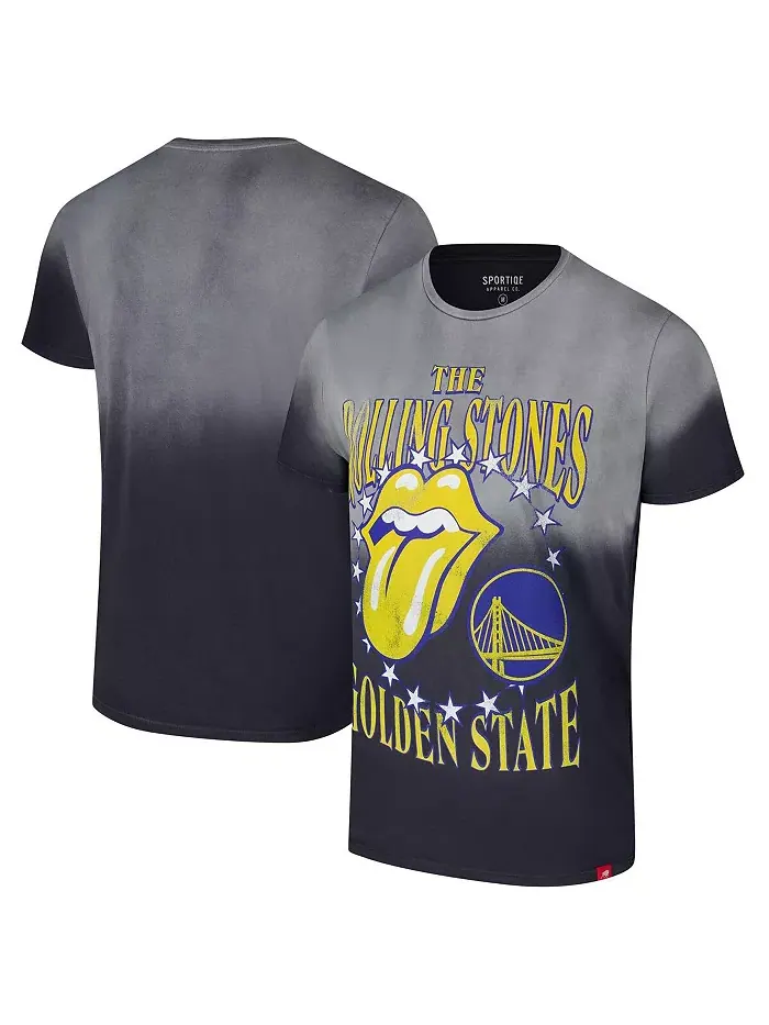 Мужская и женская серая футболка Rolling Stones x Golden State Warriors Bingham Collab Sportiqe — изображение 1 из 3