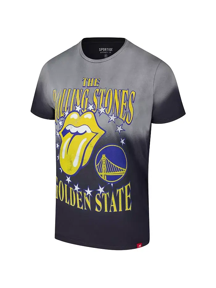 Мужская и женская серая футболка Rolling Stones x Golden State Warriors Bingham Collab Sportiqe — изображение 3 из 3