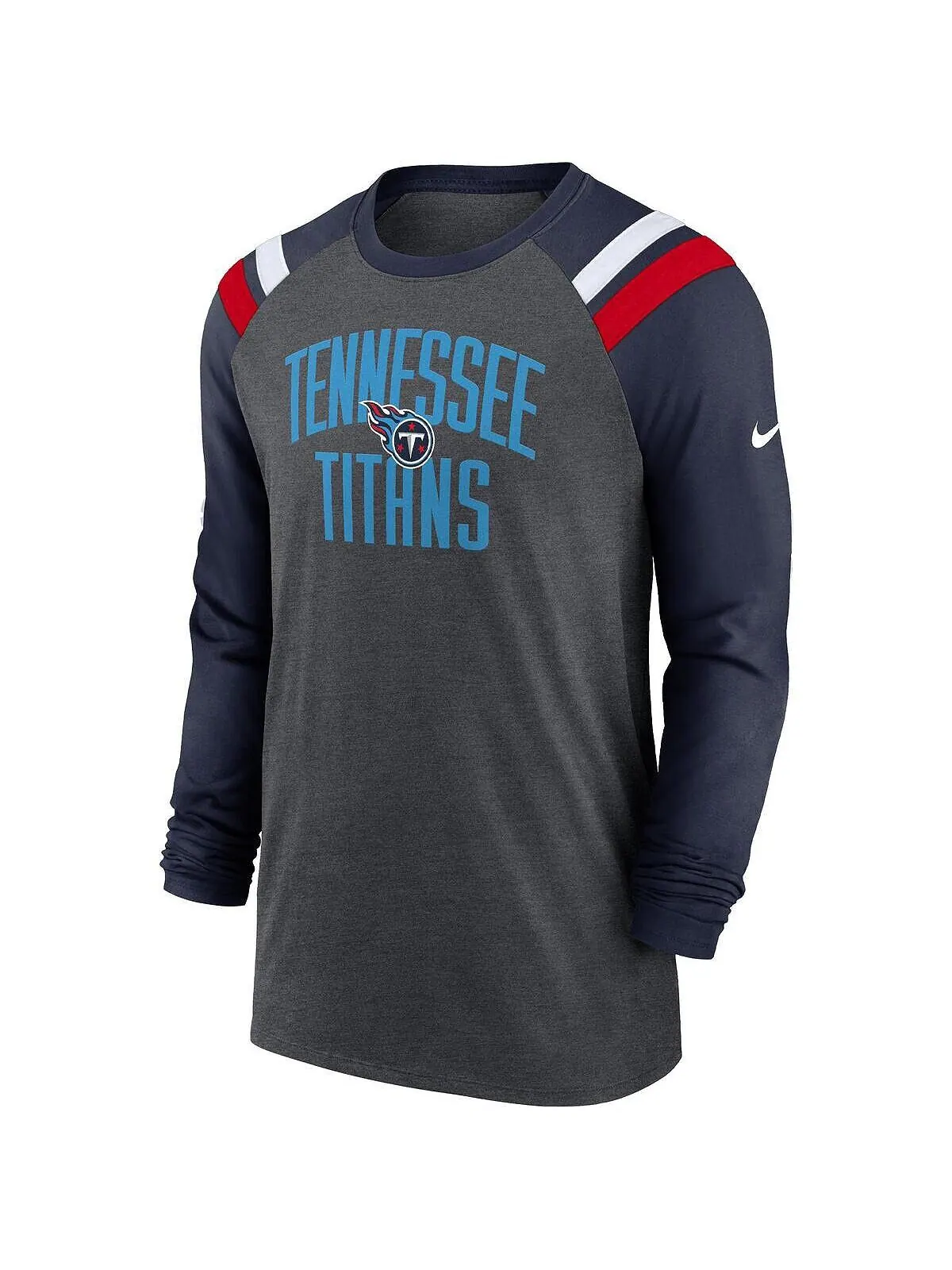 Мужская спортивная футболка с длинным рукавом, темно-синяя футболка tennessee titans tri-blend — изображение 2 из 3