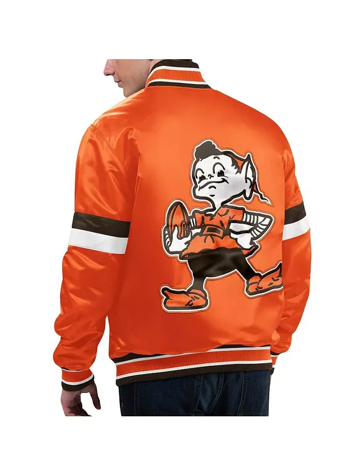 Мужская оранжевая потертая бейсбольная куртка Cleveland Brown Gridiron Classics Home Game на полной — изображение 2 из 2