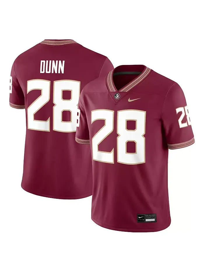 Мужская игровая футболка Florida State Seminoles с именем Warrick Dunn в цвете Garnet, для — изображение 1 из 3