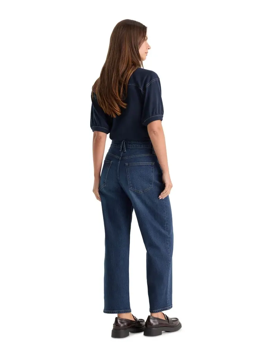 Джинсы женские с широкой штаниной, модель Vintage Curved Barrel Ankle Good American, Meridian — изображение 4 из 4