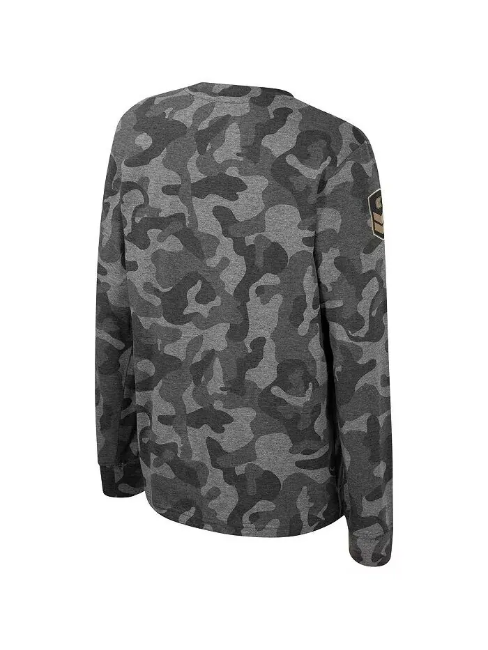 Футболка с длинным рукавом и принтом «Темная звезда» в стиле милитари Big Boys Camo Michigan State — изображение 2 из 3
