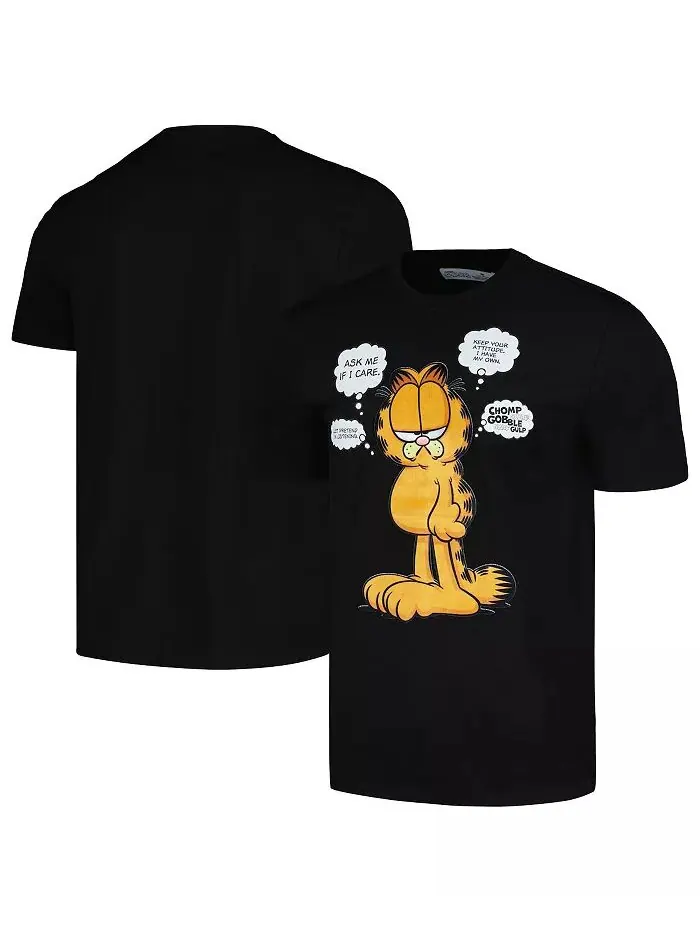 Мужская и женская черная футболка Garfield Ask Me If I Care Freeze Max — изображение 1 из 3