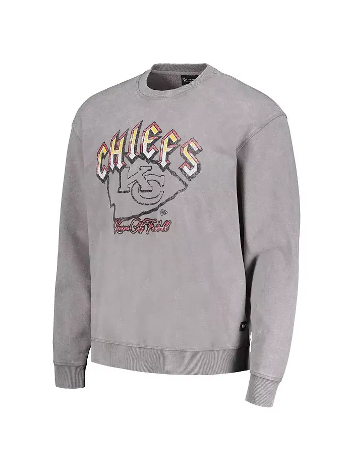 Мужская и женская серая потертая толстовка Kansas City Chiefs The Wild Collective — изображение 2 из 3