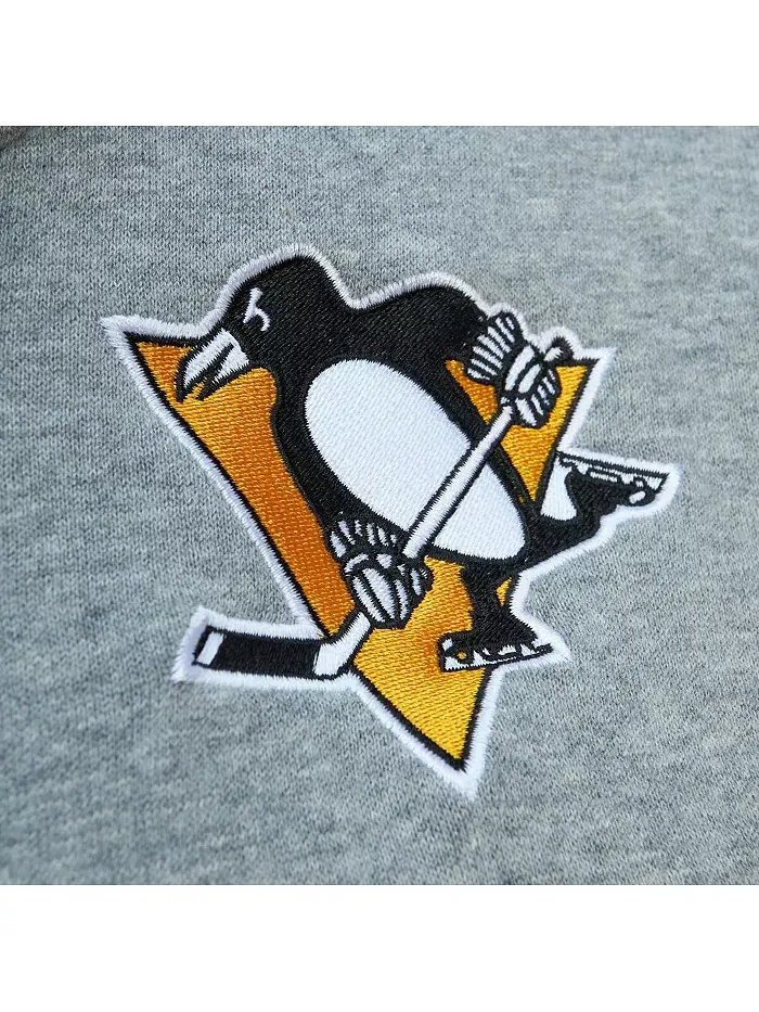 Мужская черно-серая толстовка с капюшоном Pittsburgh Penguins Head Coach Mitchell & Ness — изображение 2 из 4