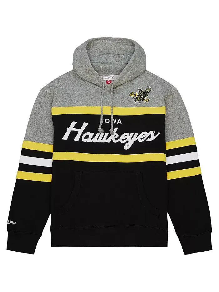Мужская черная толстовка с капюшоном Head Coach Iowa Hawkeyes Mitchell & Ness — изображение 3 из 4
