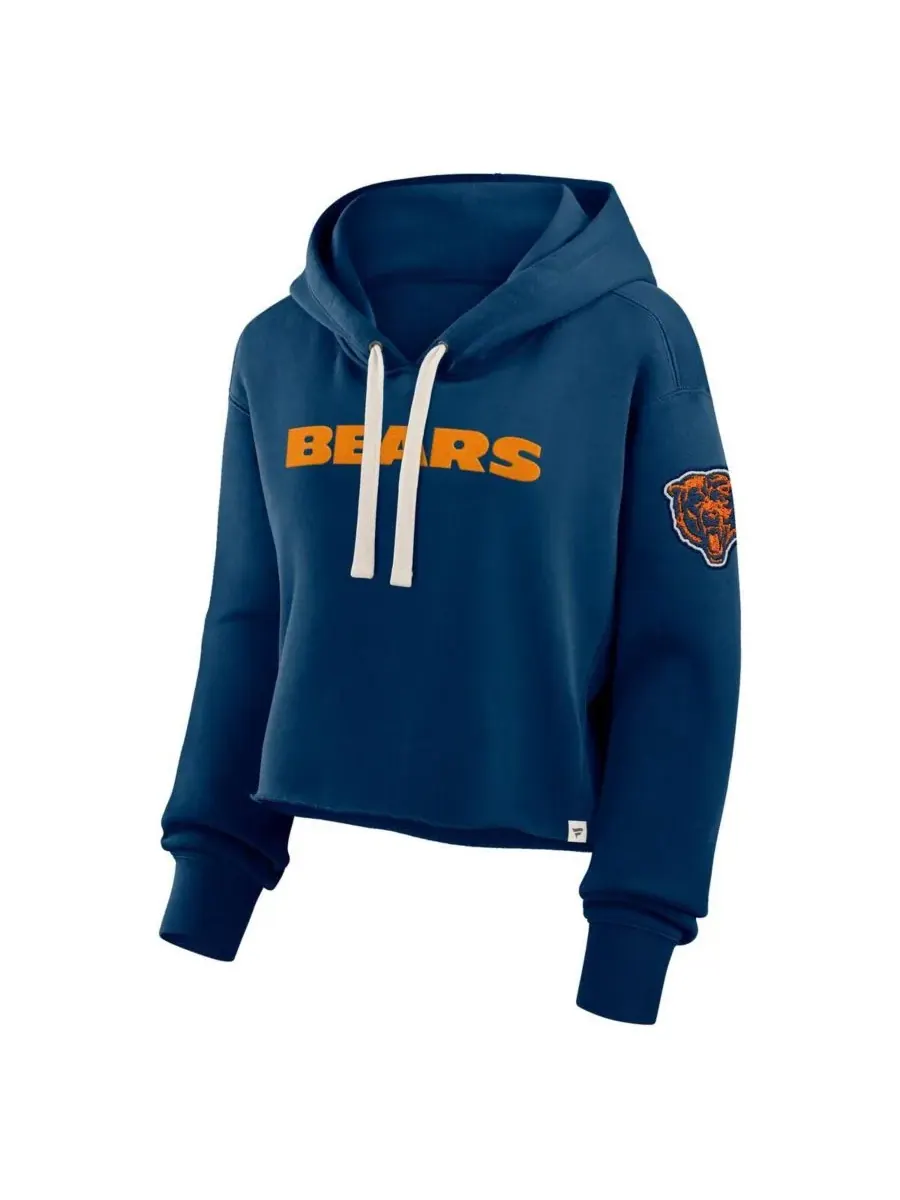 Fanatics Женская темно-синяя укороченная толстовка с капюшоном Chicago Bears оверсайз Hometown — изображение 2 из 3