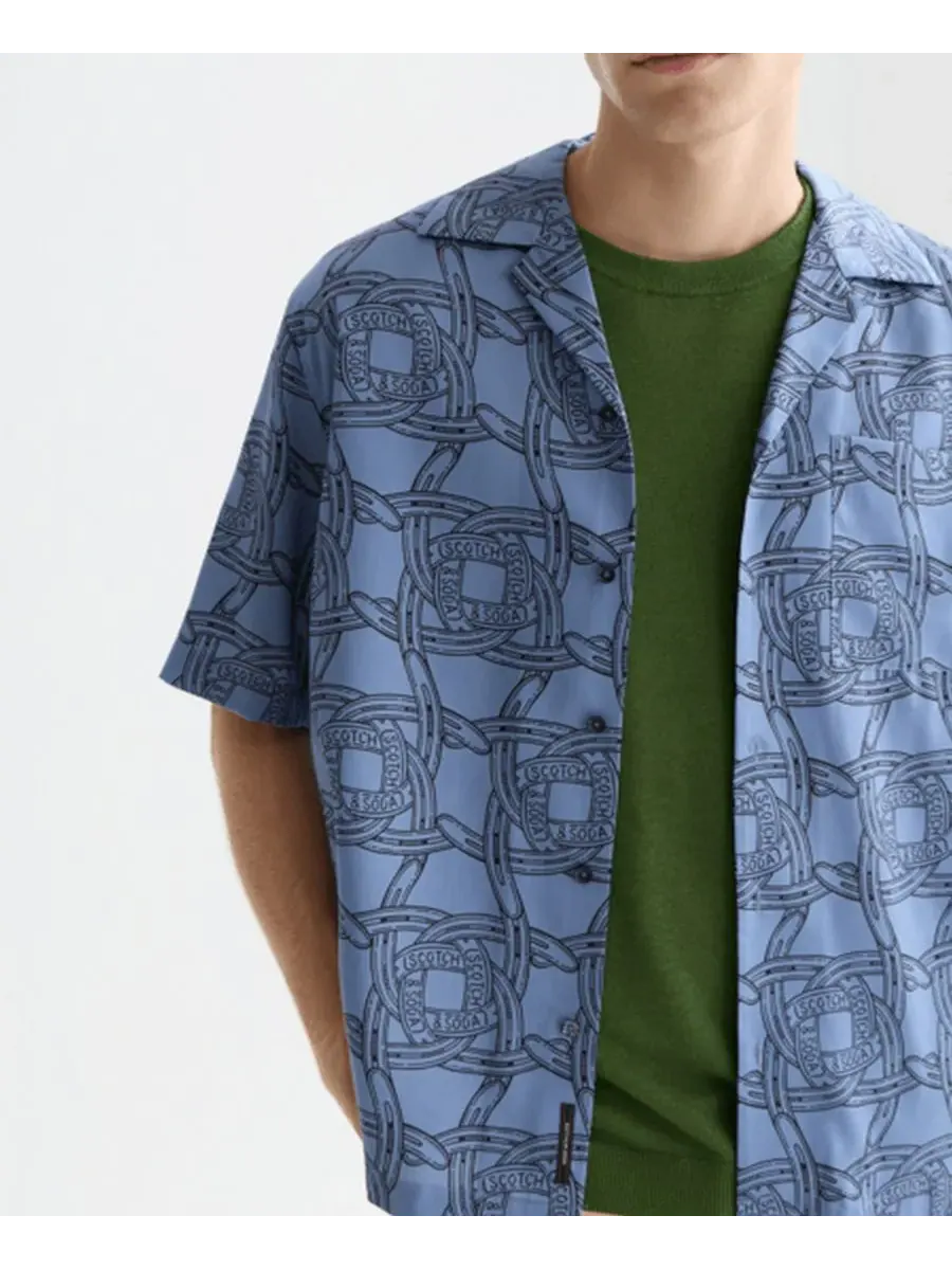 Мужская рубашка с коротким рукавом и принтом SCOTCH & SODA, Horseshoe Infinity — изображение 3 из 6