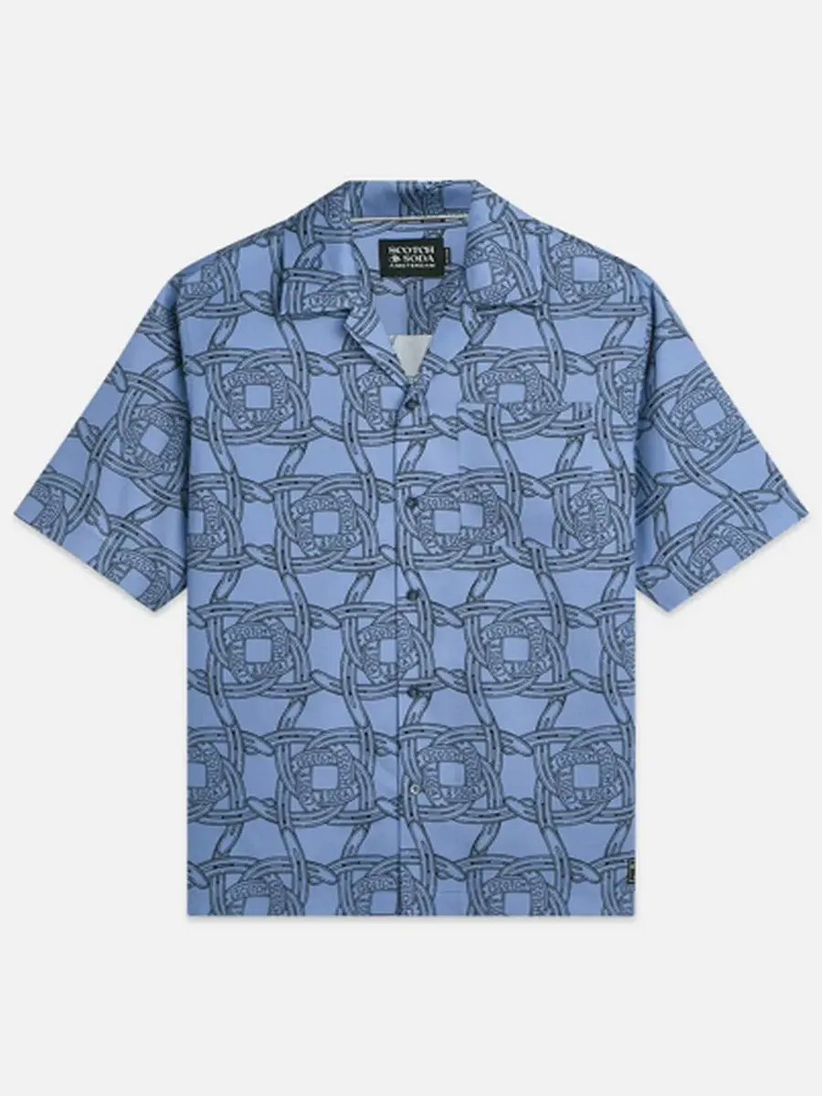Мужская рубашка с коротким рукавом и принтом SCOTCH & SODA, Horseshoe Infinity — изображение 5 из 6