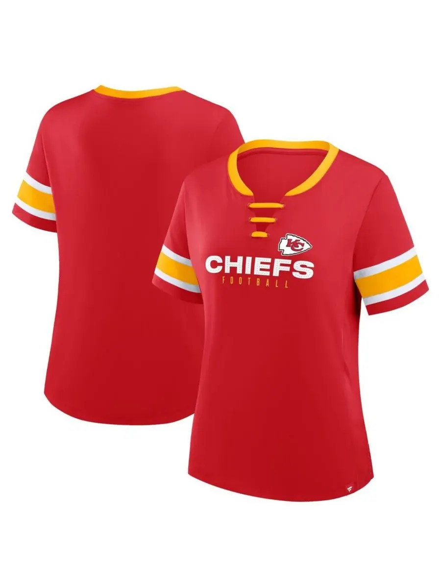 Fanatics Женская красная футболка Kansas City Chiefs больших размеров Red Zone Athena с V-образным — изображение 1 из 3