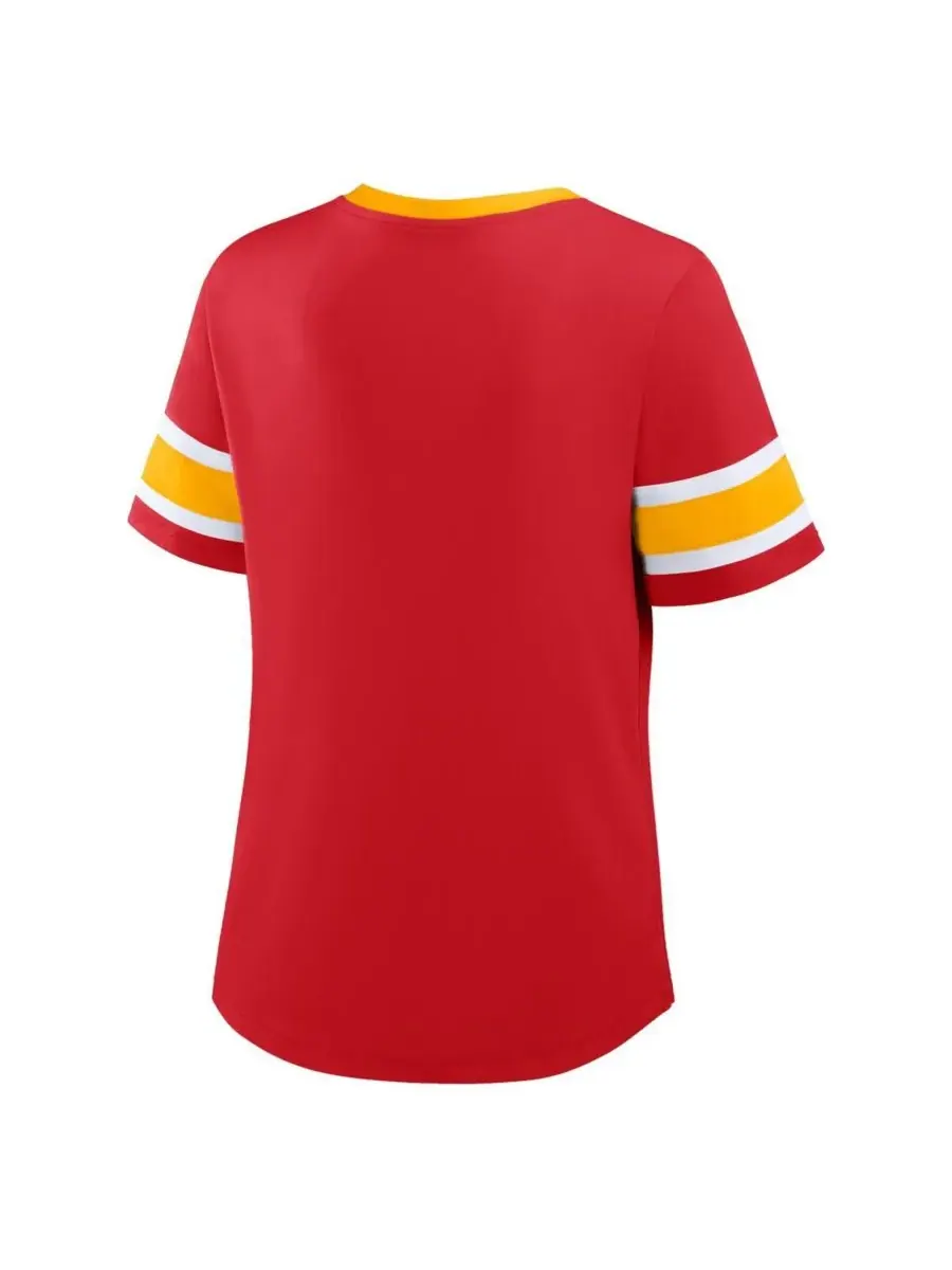 Fanatics Женская красная футболка Kansas City Chiefs больших размеров Red Zone Athena с V-образным — изображение 2 из 3