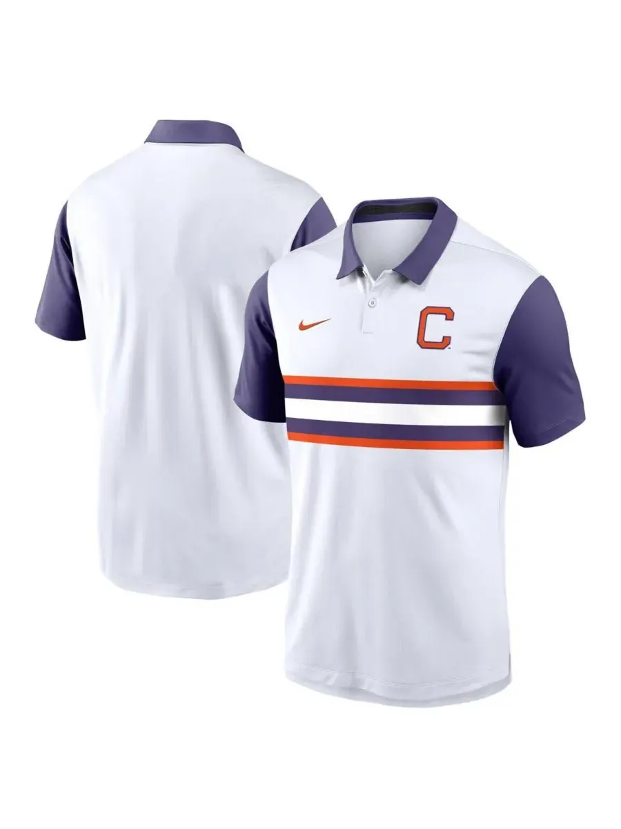 Nike Мужская белая/фиолетовая поло-рубашка Clemson Tigers Athletic Prep Alt Logo Vapor Performance — изображение 1 из 3