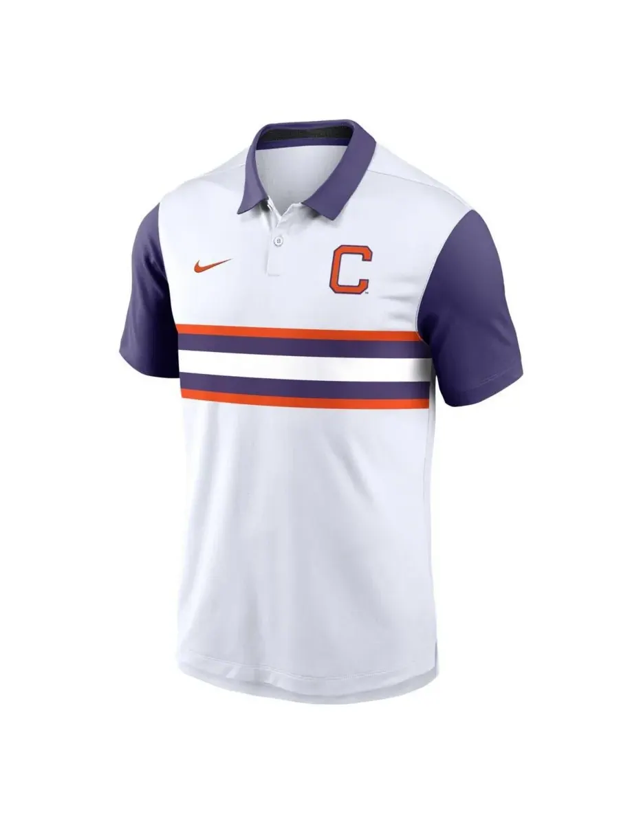 Nike Мужская белая/фиолетовая поло-рубашка Clemson Tigers Athletic Prep Alt Logo Vapor Performance — изображение 2 из 3