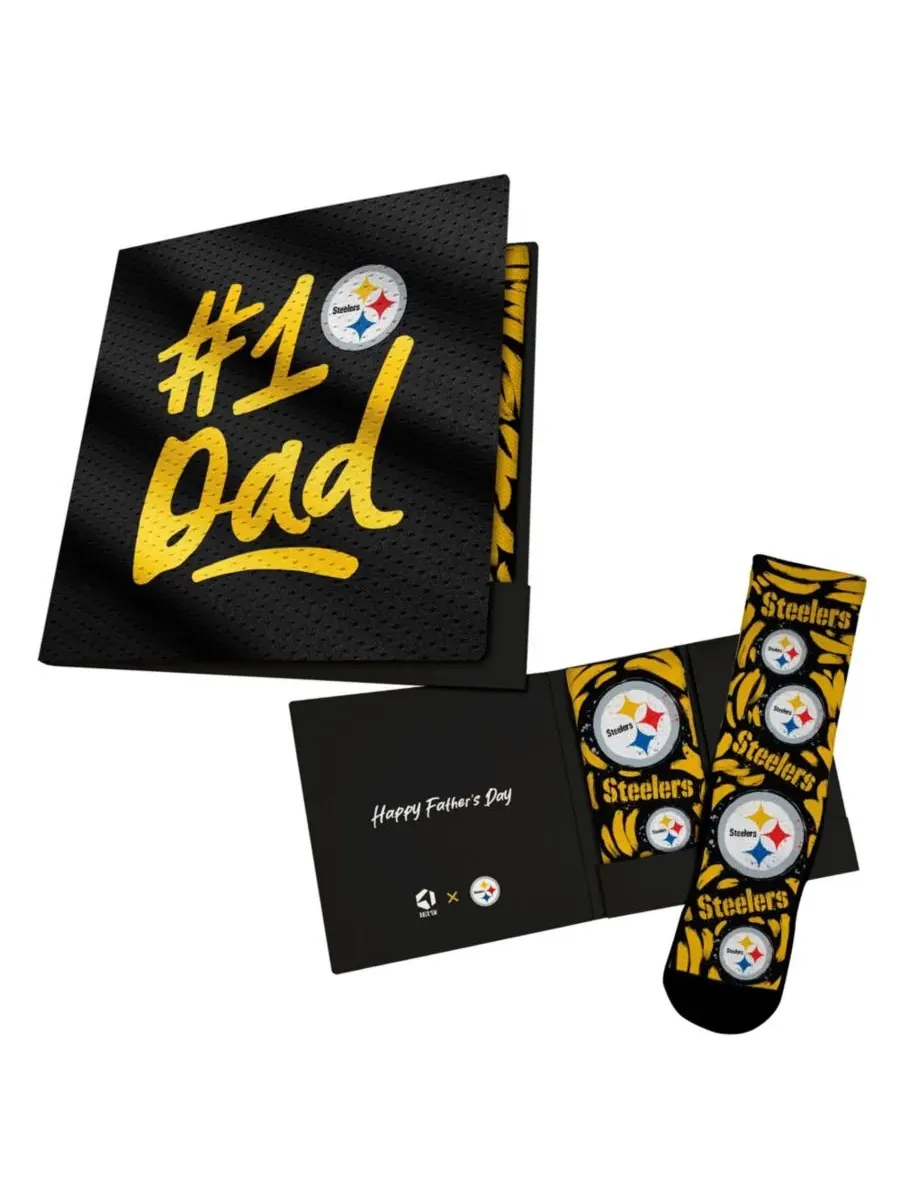 Носки с подарком-открыткой #1 Dad, Pittsburgh Steelers Rock Em Socks — изображение 1 из 1, черный