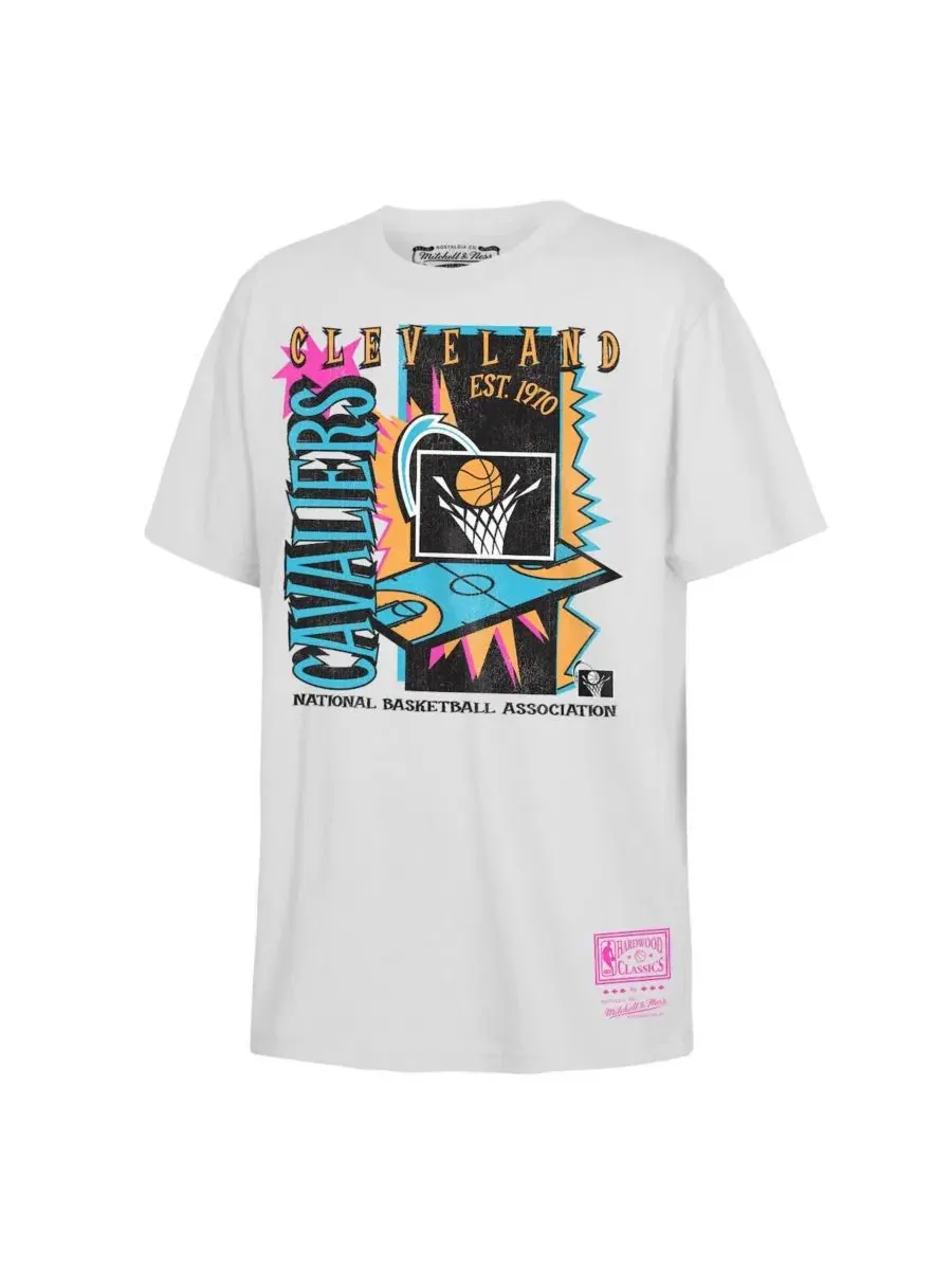 Футболка с принтом Neon Court Shock Mitchell & Ness — изображение 1 из 1, белый
