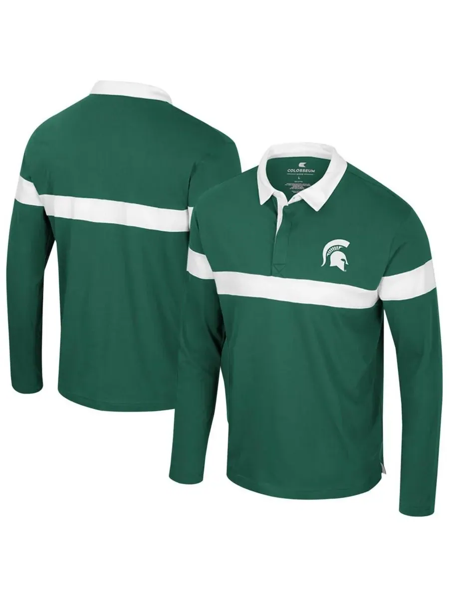 Colosseum Мужская зеленая поло-рубашка с длинными рукавами Michigan State Spartans Too Cool For — изображение 1 из 3, зеленый