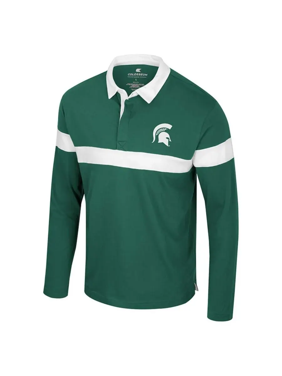 Colosseum Мужская зеленая поло-рубашка с длинными рукавами Michigan State Spartans Too Cool For — изображение 2 из 3, зеленый