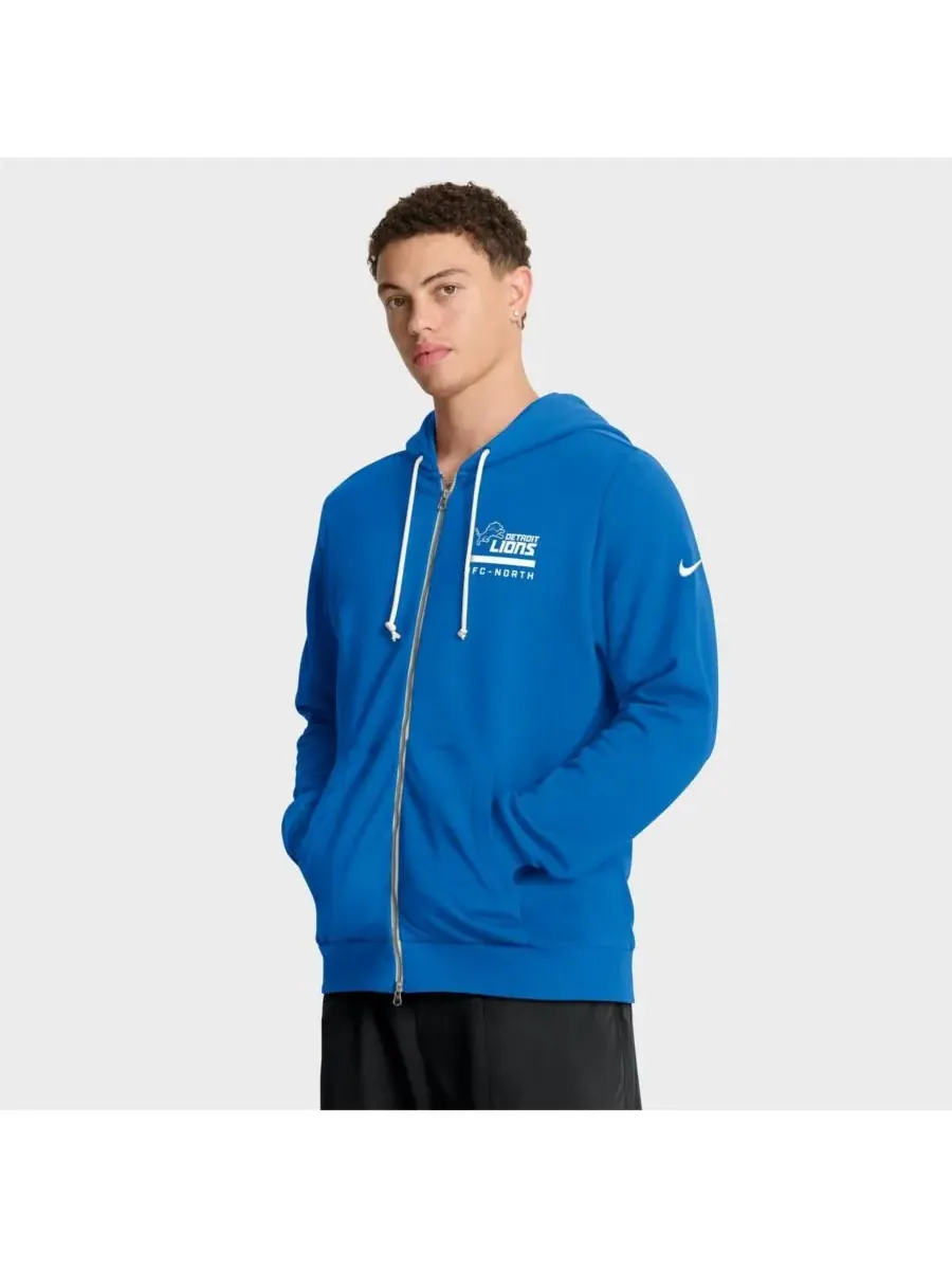 Nike Мужская синяя толстовка на молнии Detroit Lions Sideline Standard Issue Utility Player Dri-FIT