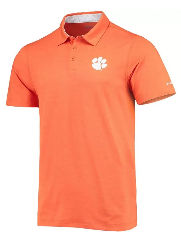 Мужская поло Clemson Tigers Tech Trail Space Dye Omni-Shade оранжевого цвета Columbia — изображение 2 из 4