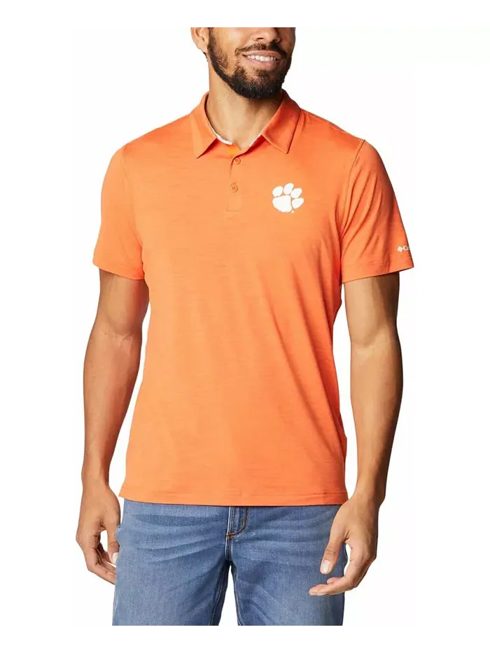 Мужская поло Clemson Tigers Tech Trail Space Dye Omni-Shade оранжевого цвета Columbia — изображение 4 из 4