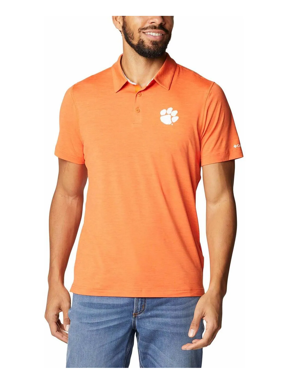 Мужская оранжевая рубашка-поло омни-оттенка Clemson Tigers Tech Trail Space Dye Columbia — изображение 4 из 4, оранжевый