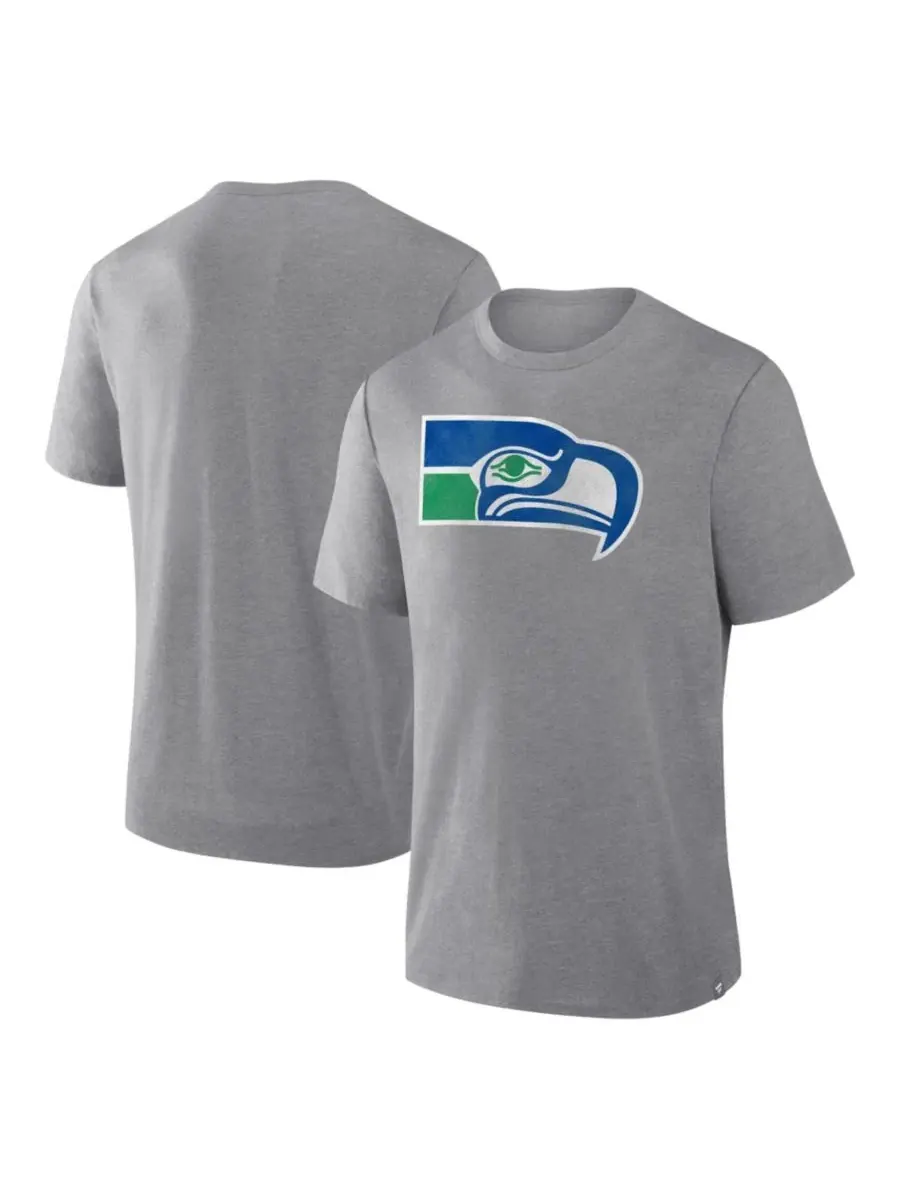 Футболка мужская с принтом Seattle Seahawks Heritage Tribute Tri-Blend Fanatics — изображение 1 из 3, серый