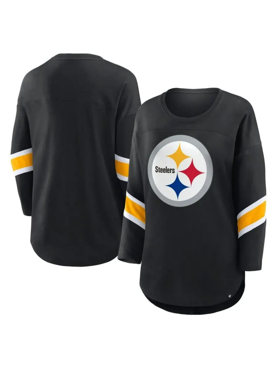 Fanatics Женская черная футболка Pittsburgh Steelers Redzone с рукавами 3/4 — изображение 1 из 3, черный