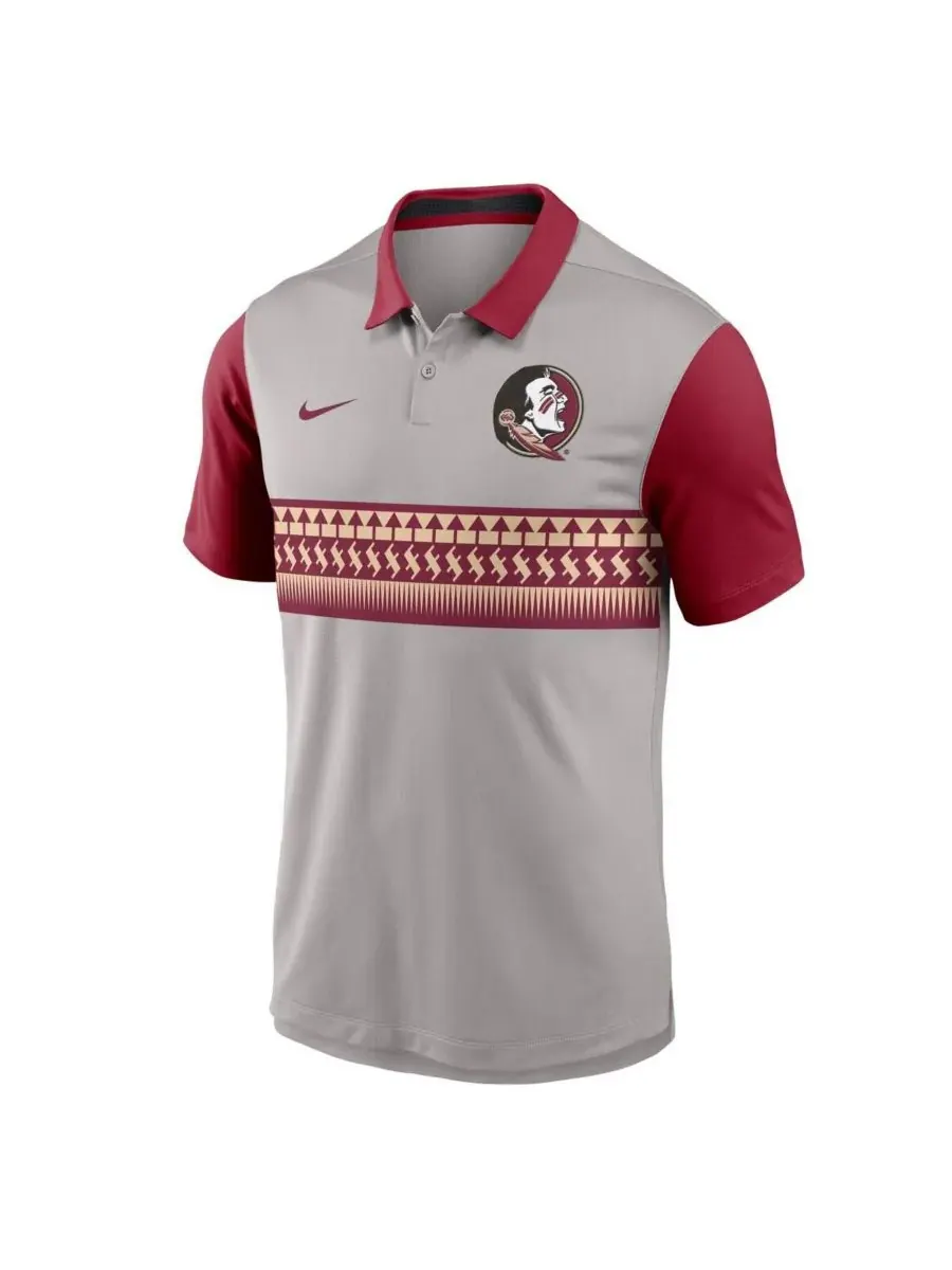 Nike Мужская серо-гранатовая поло-рубашка Florida State Seminoles Vapor Performance — изображение 2 из 3, серый